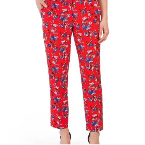 Cynthia Rowley Pants - Cynthia Rowley Red and Blue Floral Ankle Pants Size 6